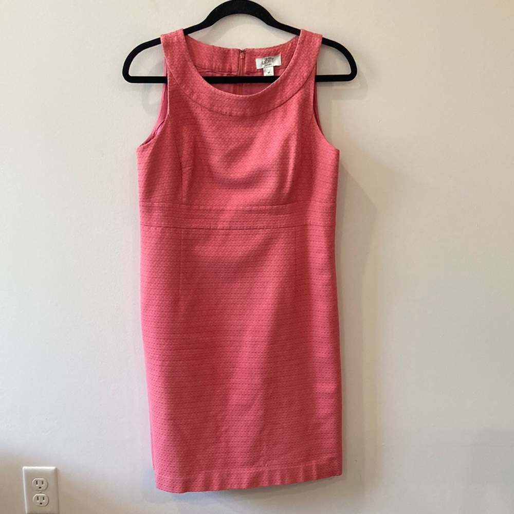 Ann Taylor Loft sleeveless sheath pink midi dress 8 petite